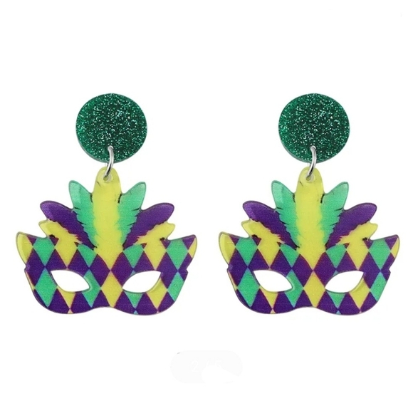 Fashion Jewelry Jewelry - I'll Try & Restock Mardi Gras Mask Earrings Colorful Carnival